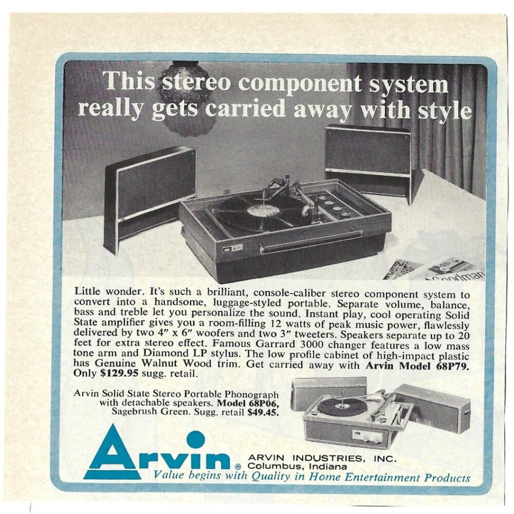 1967 Arvin Stereo Model 68P79 Stereo Component System Vintage Magazine Print Ad